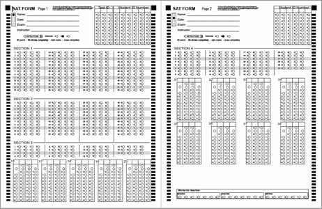 Sat Test Answer Sheet Printable